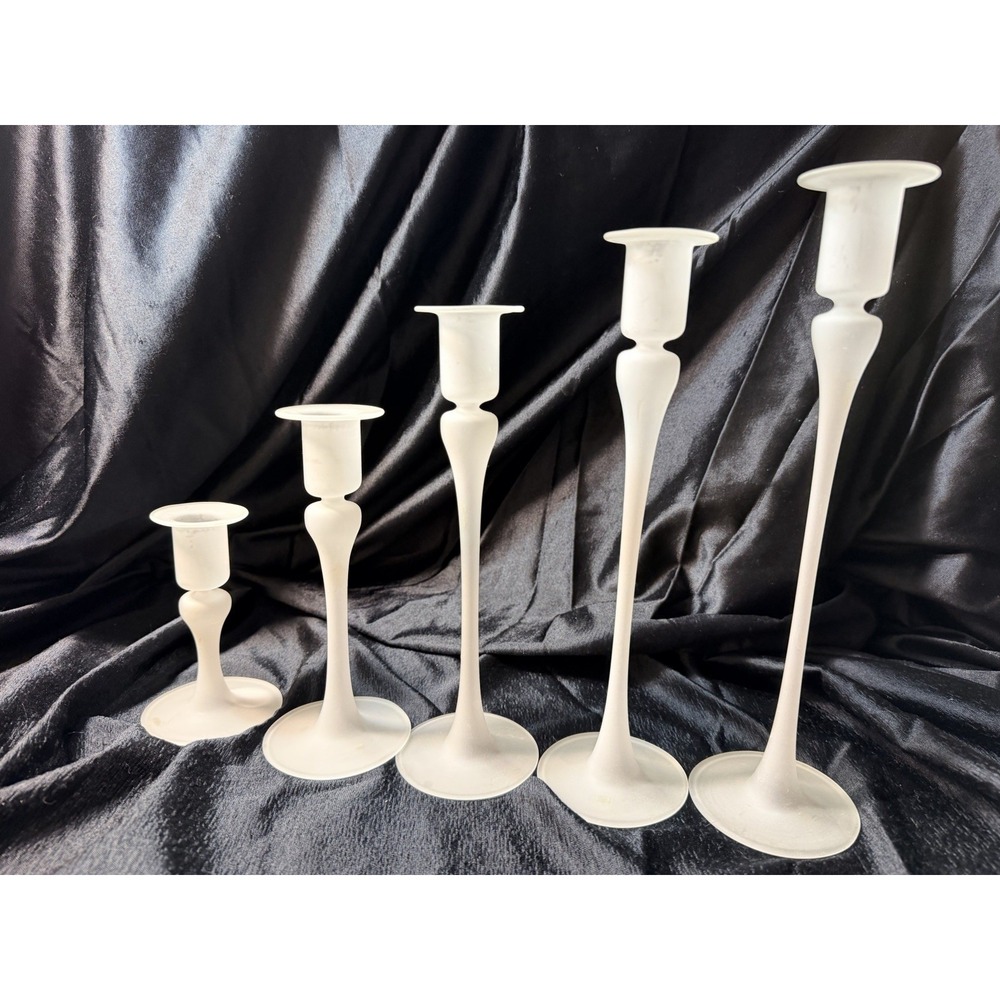 5‎ STAIRCASE IKEA BLOMSTER CANDLE HOLDERS IN FROSTED GLASS (2676)